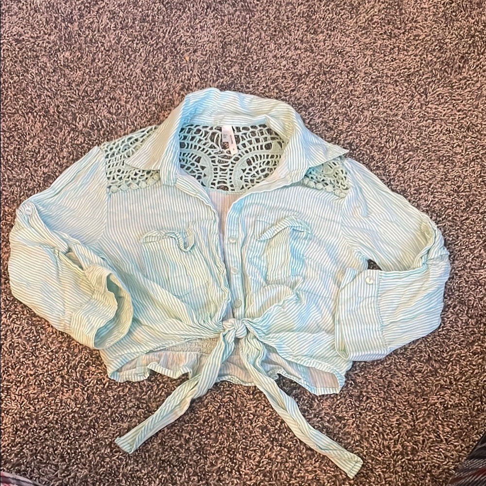 Truth NYC Light Blue Striped Button Down Shirt